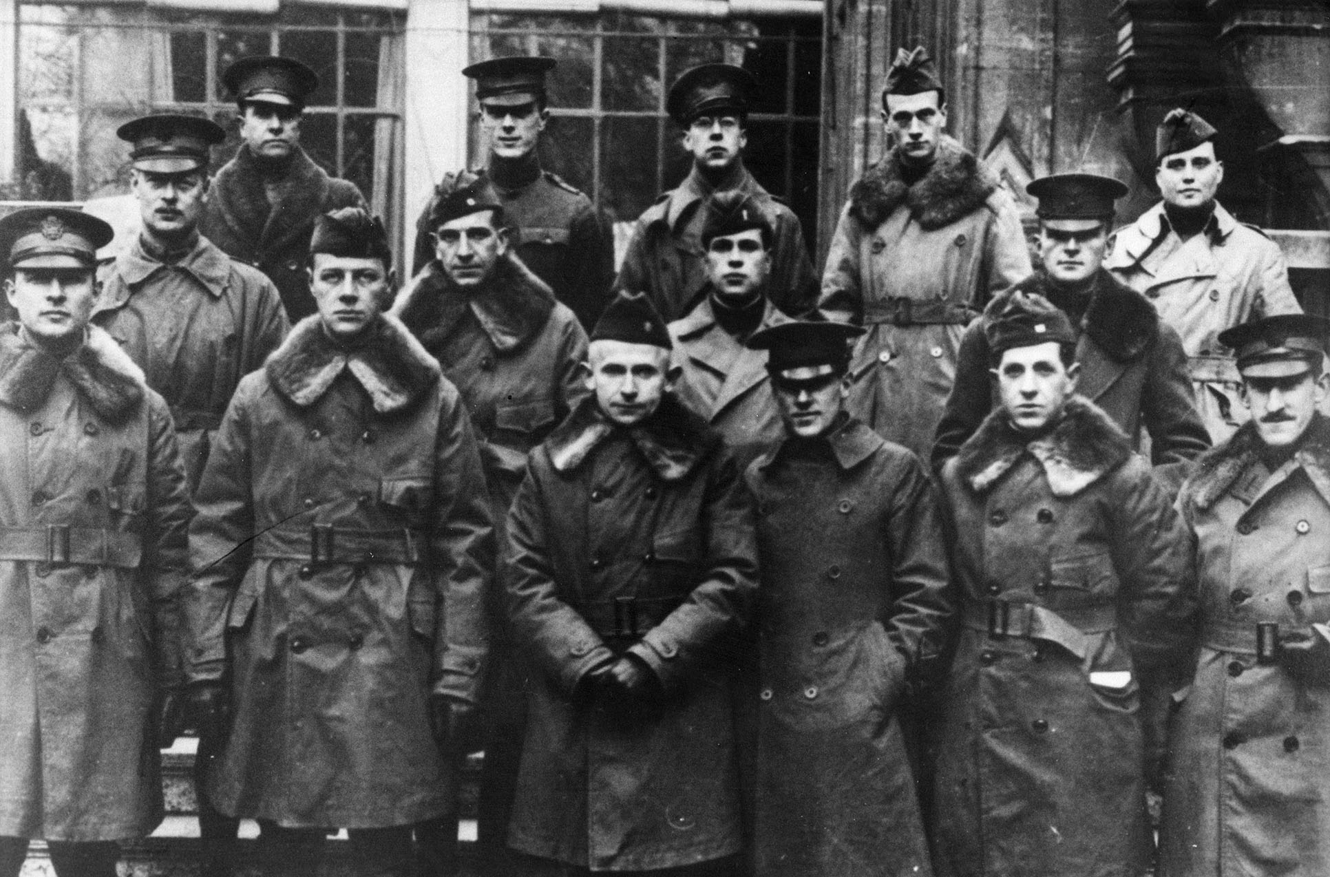 The 15 U.S. Army Officers who served as the first Diplomatic Couriers. They were assigned to the U.S. Embassy in Paris, France in 1918. Courier founder, Major Amos J. Peaslee (center) is flanked by the first group of couriers. The U.S. Army’s Silver Greyhounds were assigned to the U.S. Embassy in Paris in 1918 as part of the Delegation to Negotiate Peace, becoming the first dedicated group of diplomatic couriers in U.S. history. (U.S. Department of State photo)