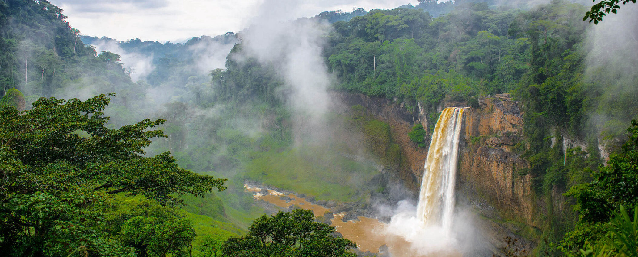 Water fall in Cameroon on a cloudy day