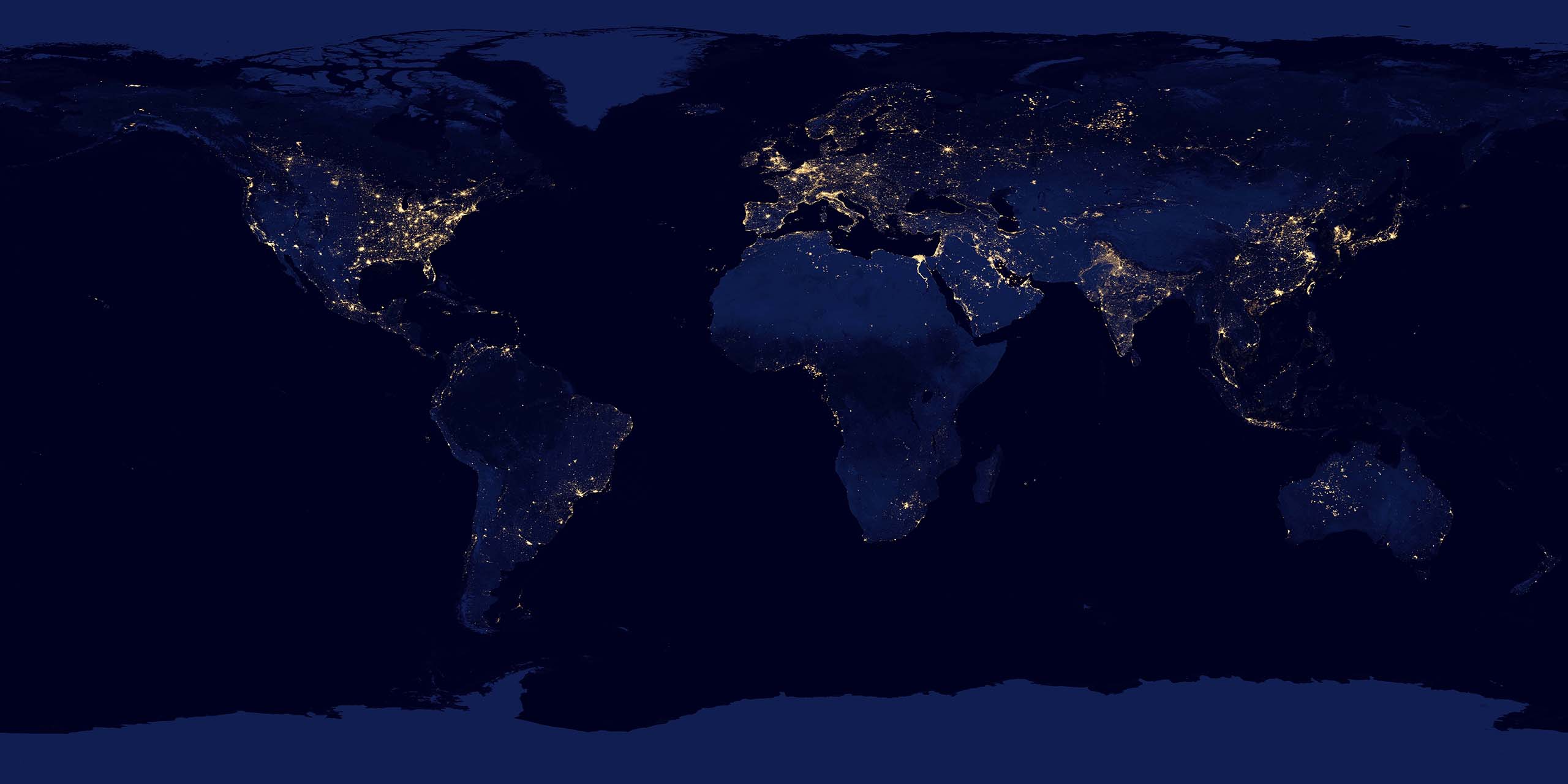 composite satellite image of Earth at night
