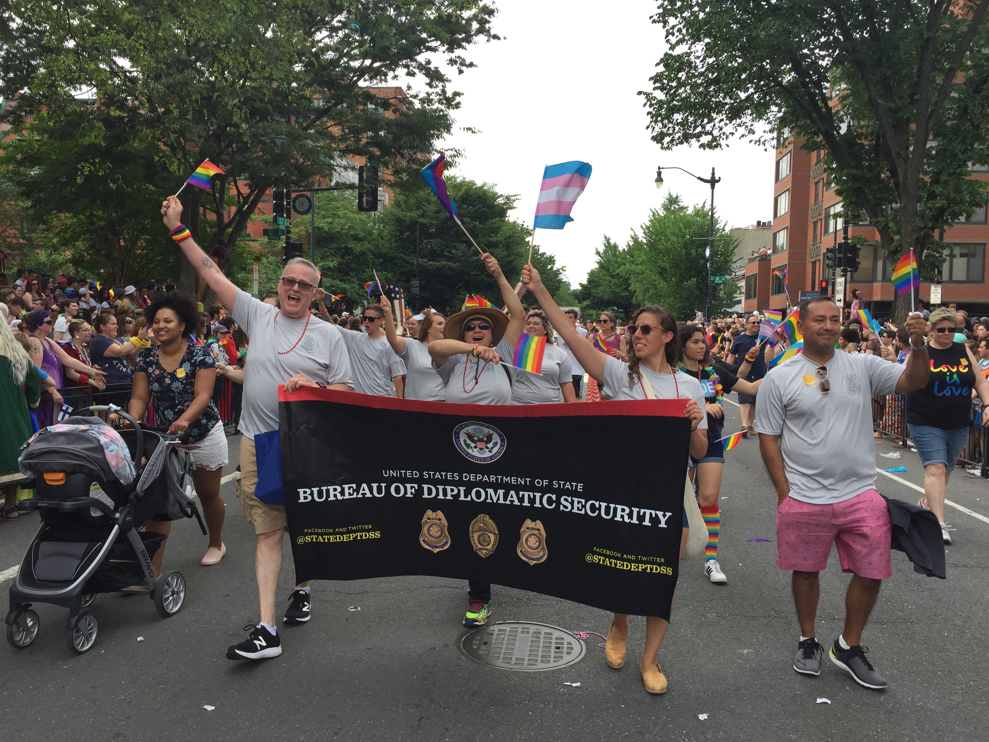 DSS personnel, friends and family members march during the 2019 Capital Pride Parade in Washington, D.C., on June 8, 2019. (U.S. Department of State photo)
