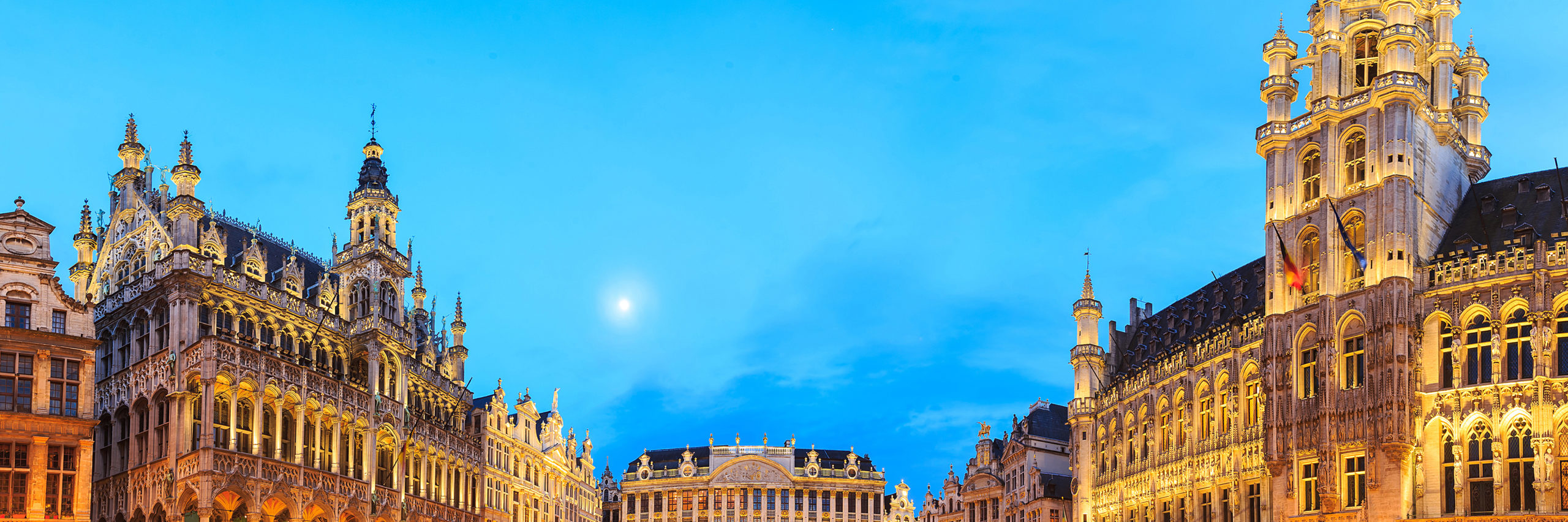 night scene of the Grand Place, the focal point of Brussels, Belgium. - Image