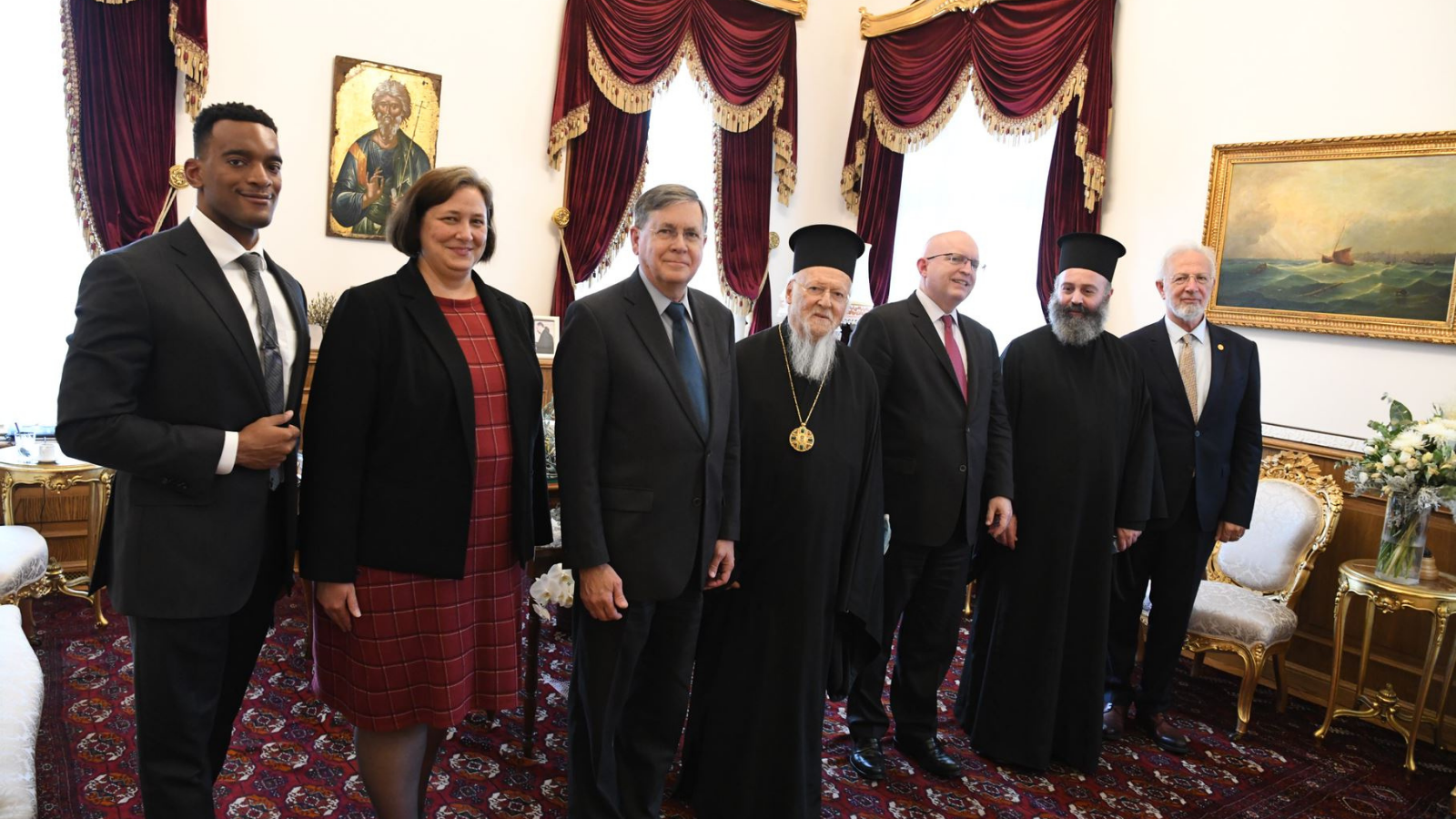 Kevin Moss served as note taker during high level visits for Ambassador David Satterfield, Acting Assistant Secretary for European and Eurasian Affairs Philip Reeker, and Consul General Daria Darnell in meeting with His All-Holiness Ecumenical Patriarch Bartholomew I in October 2020 in Istanbul, Turkey. (Photo courtesy of Kevin Moss)