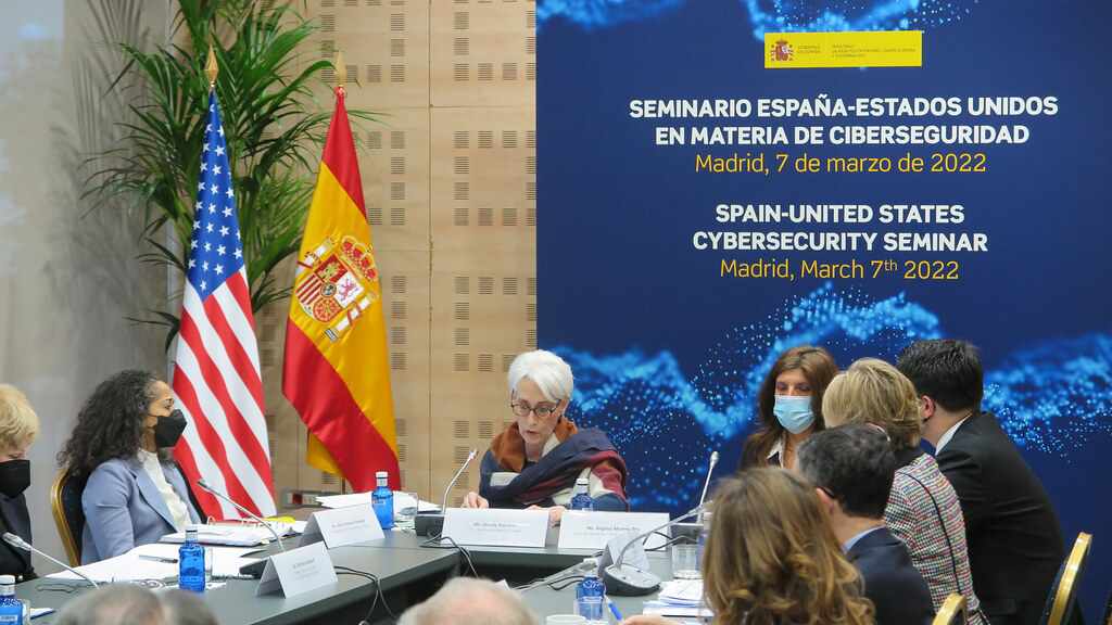 Deputy Secretary of State Wendy R. Sherman participates in the Spain-U.S. Cybersecurity Seminar on March 7, 2022, in Madrid, Spain. [Photo Courtesy of Manuel Carracedo]