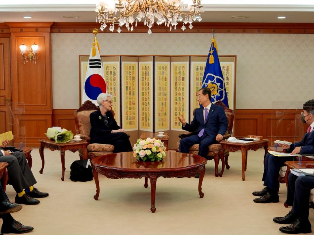 Deputy Secretary of State Wendy R. Sherman meets with Republic of Korea Prime Minister Han Duck-soo in Seoul, Republic of Korea, on June 7, 2022. [State Department photo/ public domain]