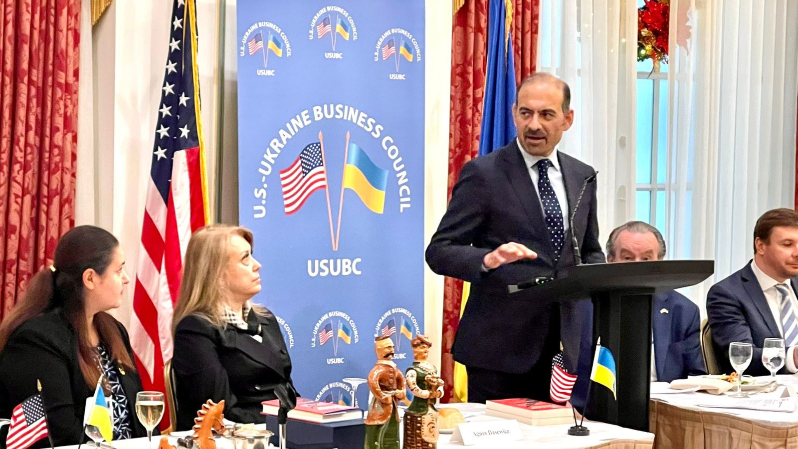 Special Representative for Commercial and Business Affairs Dilawar Syed speaks at the U.S-Ukraine Business Council in Washington, D.C. in December 2022.