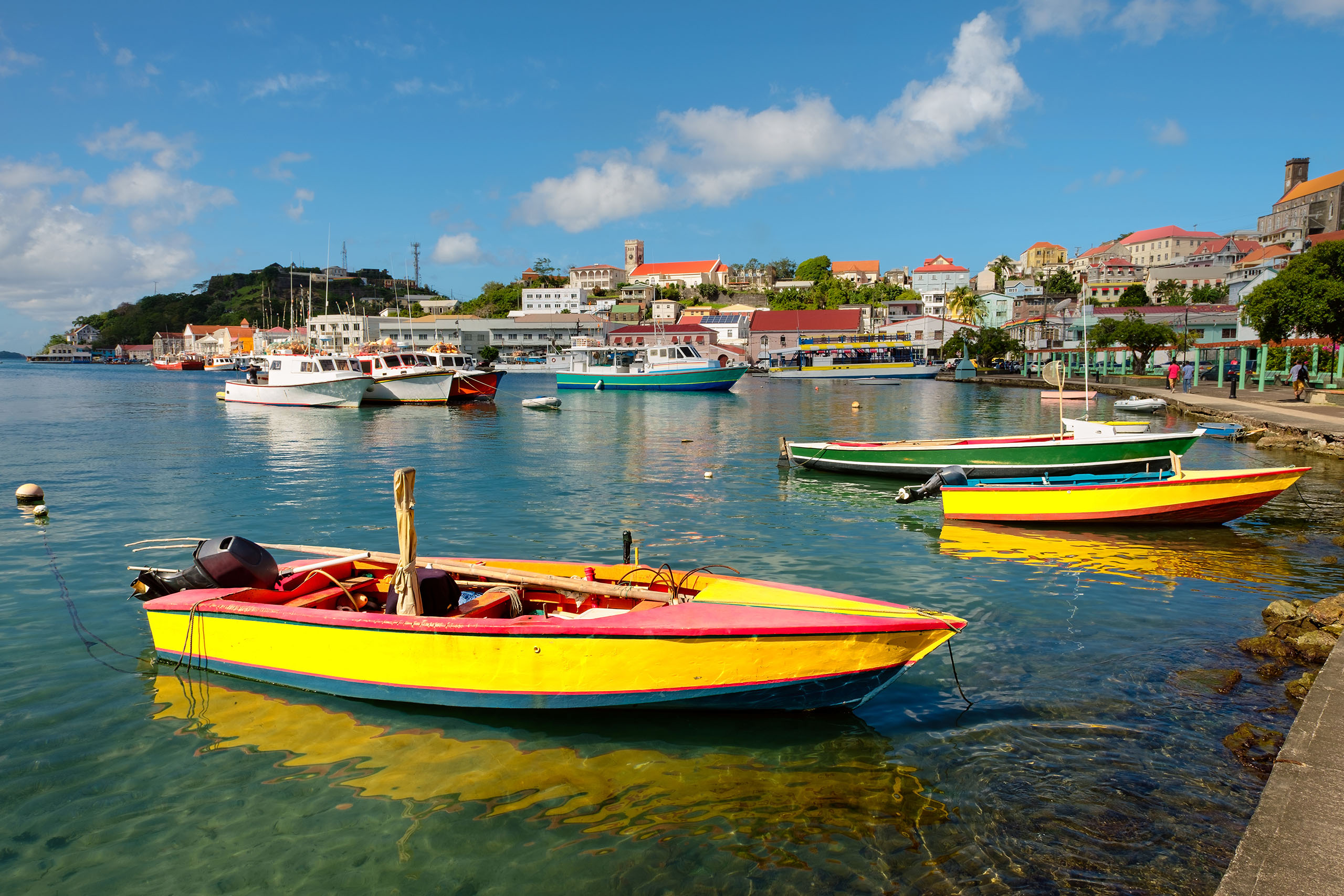 colorful view at Carenaga harbour of st. George's- capitol of Grenada