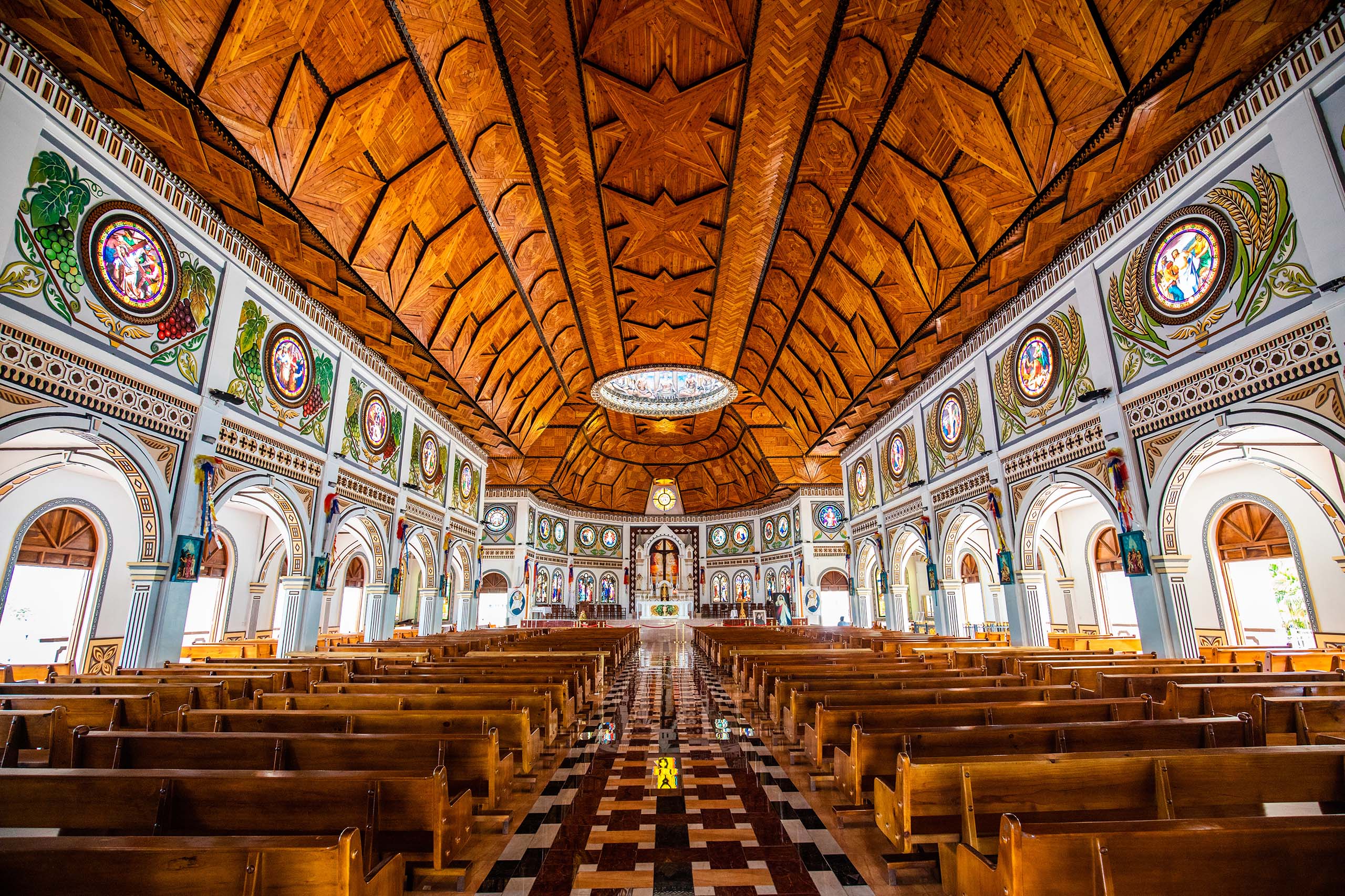 Apia, Samoa - SEPT 30 2016: Interior of the cathedral of the immaculate conception in Apia, capital of Samoa.