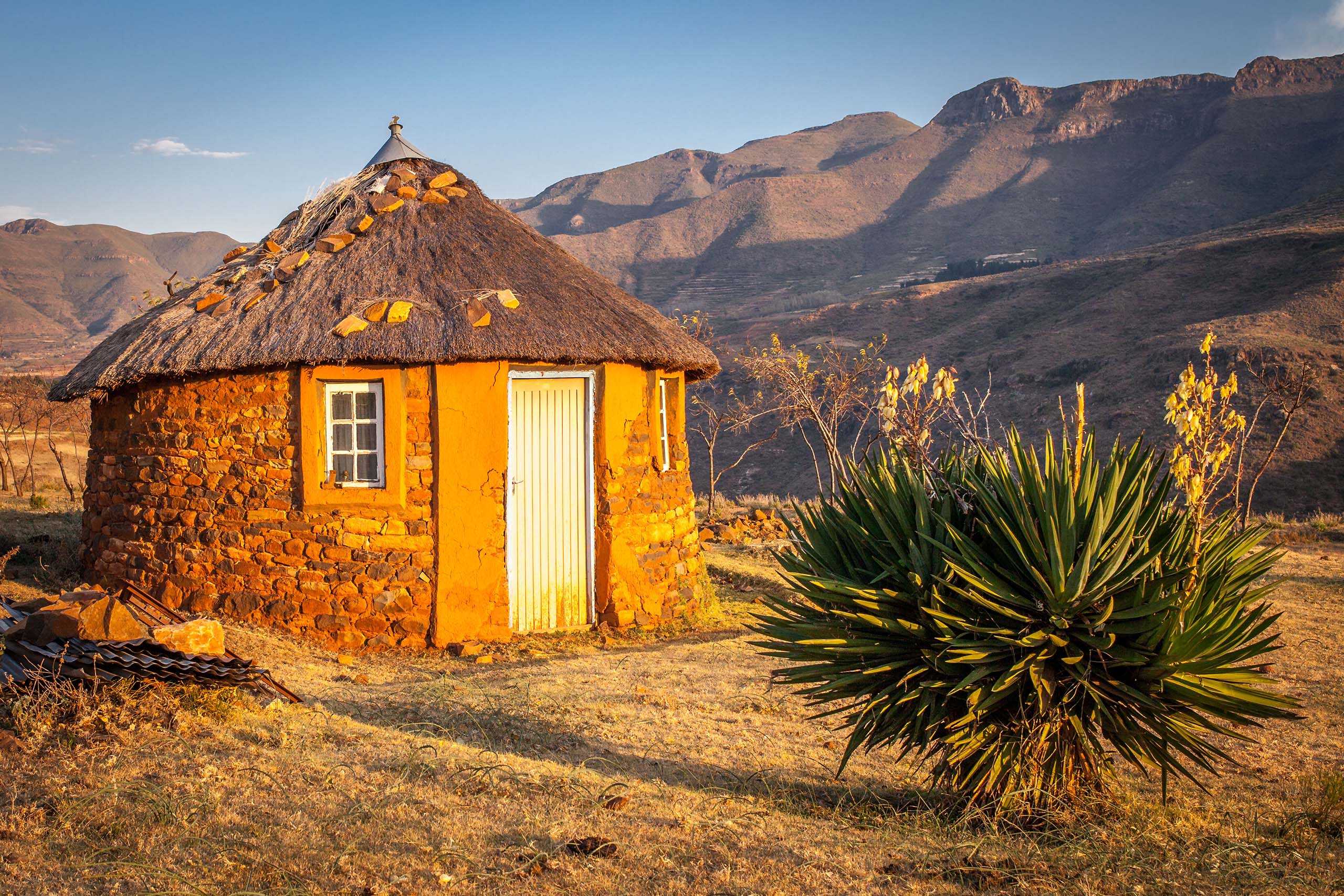 Traditional hut in Malealea Lesotho