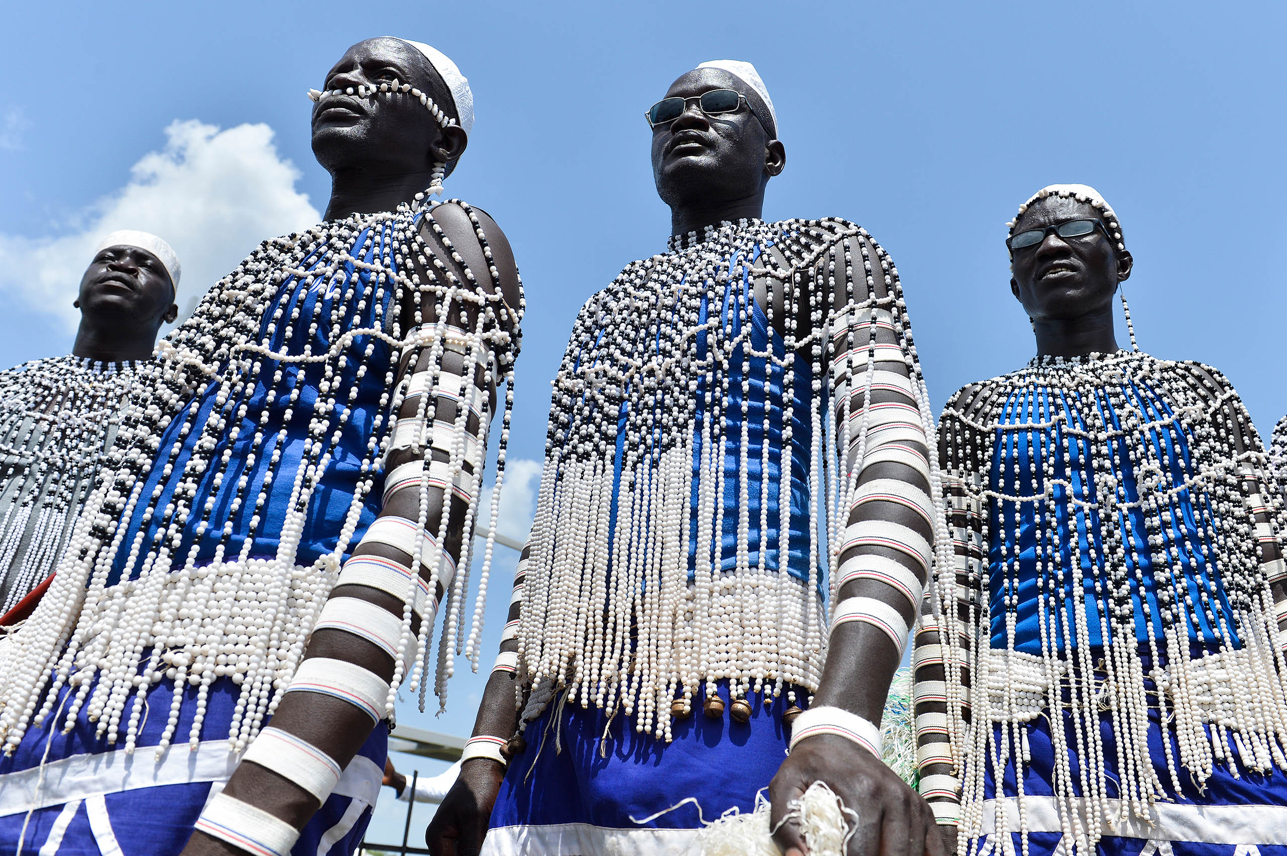 South Sudanese traditional dancer perform during the country's fourth independence day celebrations on July 9, 2014