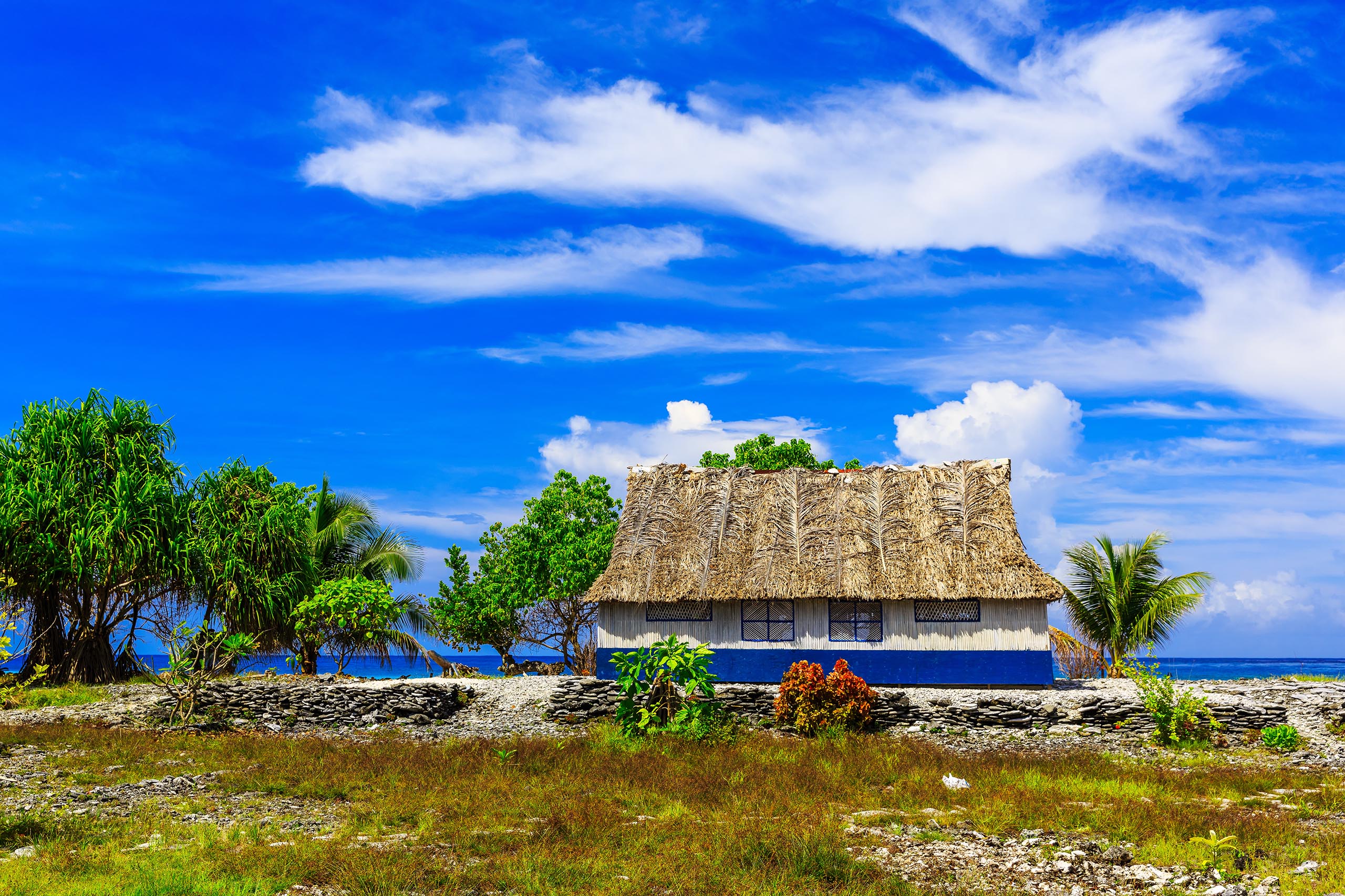 Tabuaeran, Fanning Island traditional house. Republic of Kiribati