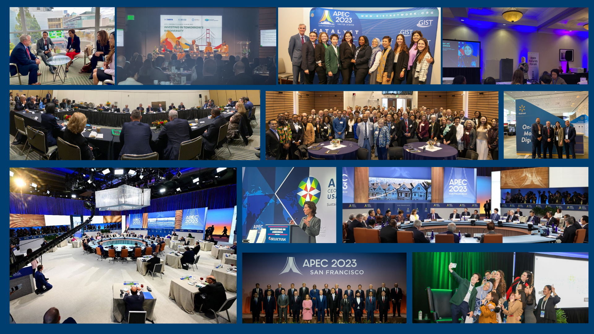 Photo collage of Private Sector and Stakeholder Engagements during the 2023 U.S. APEC Economic Leaders' Week in San Francisco.