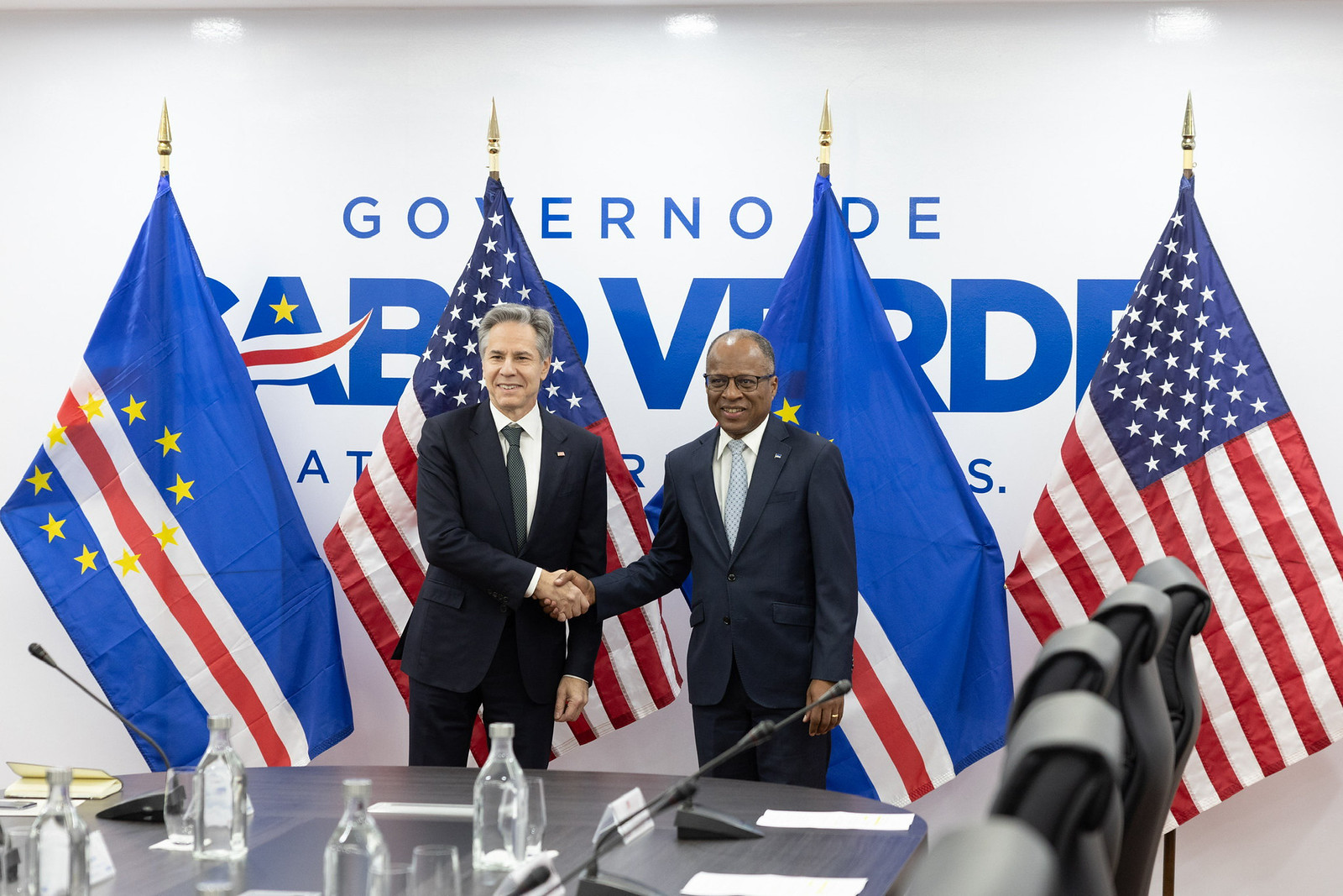 Secretary Antony J. Blinken meets with Cabo Verdean Prime Minister Ulisses Correia e Silva in Praia, Cabo Verde, January 22, 2024. (Official State Department photo by Chuck Kennedy)
