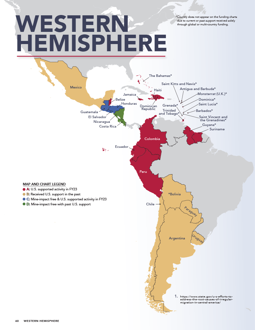 A map of the Western Hemisphere indicated countries that received CWD funding. See financial chart for source.