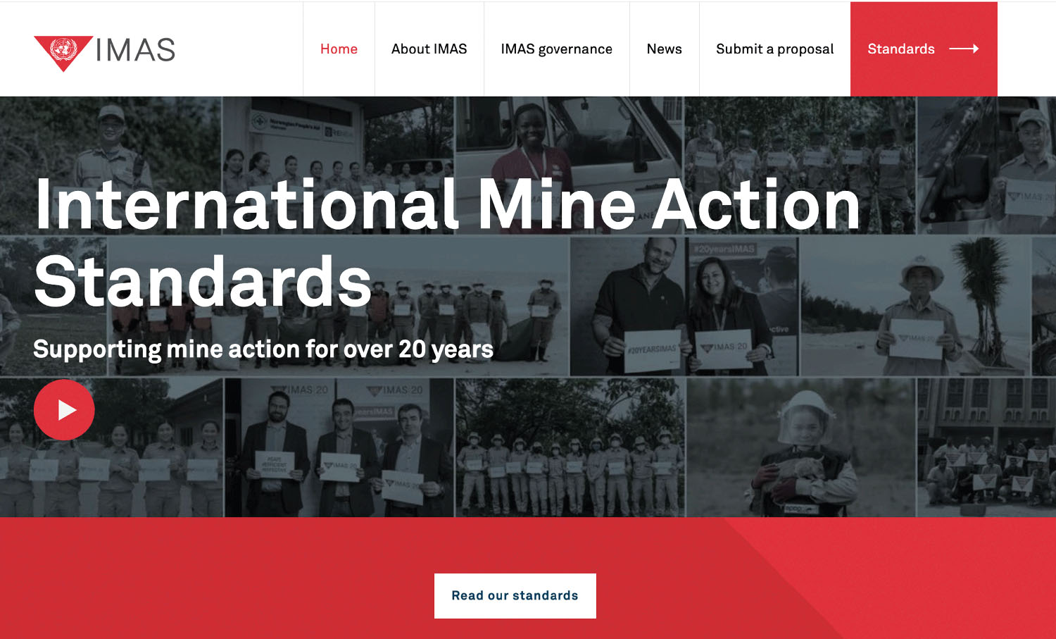 Screenshot of the IMAS webpage